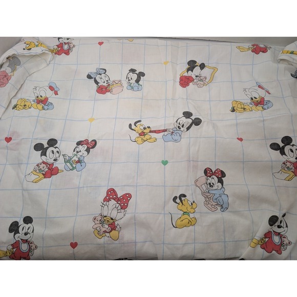 Vintage 1984 Disney Baby Blanket Dundee Mickey Minnie Dumbo Donald Pluto Cotton - Picture 4 of 6